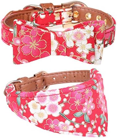 Fourhorse Small Dog and Cat Collars with Cute Flowers Bandana, Adjustable Buckle Soft and Comfortable