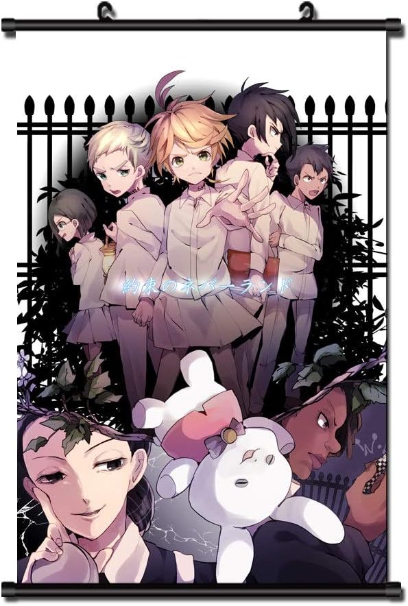 MXDFAFA Japanese Anime The Promised Neverland Fabric Painting Cartoon Manga Home Decor Wall Scroll Posters for Decorative 40x60CM(16"x24") (multi 4)