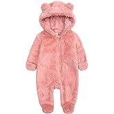 Newborn Baby Snowsuit Fleece Lined Onesie Outfits Warm Hooded Romper for Infant