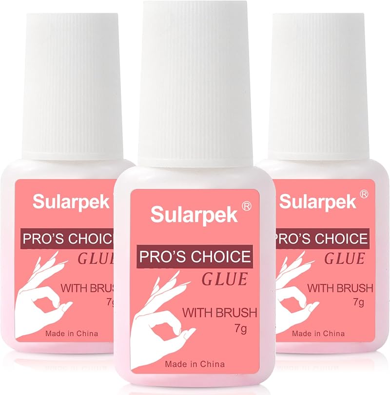 Sularpek 3 PCS Extra Strong Nail Glue 7ML Brush-On Gel For Tips