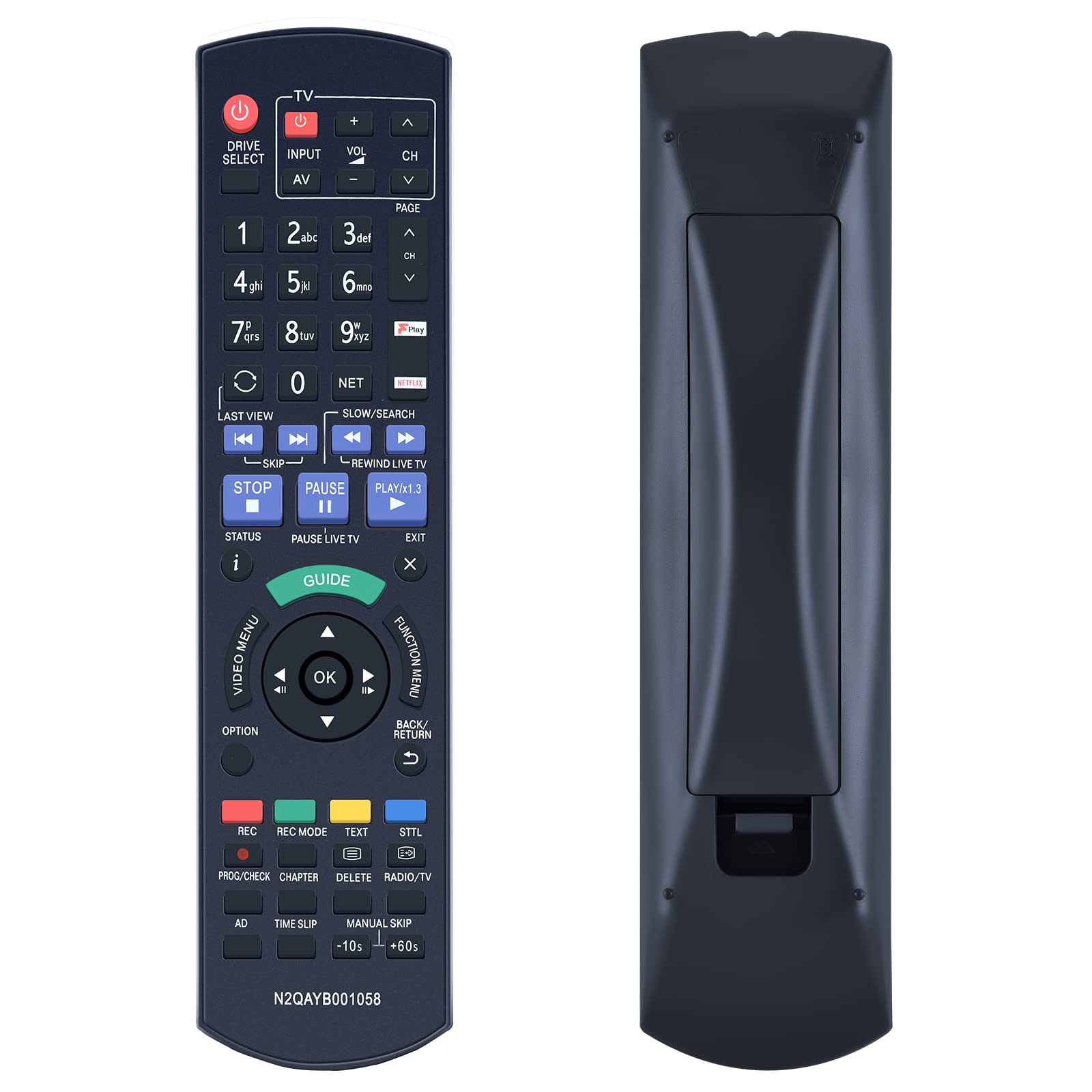 TCNOUMT New N2QAYB001058 Remote Control Compatible for Panasonic HDD DVD Disc Player Recorder DMR-HWT150EB DMR-HWT250EB DMR-PWT550EB DMR-PWT655EB — image 1