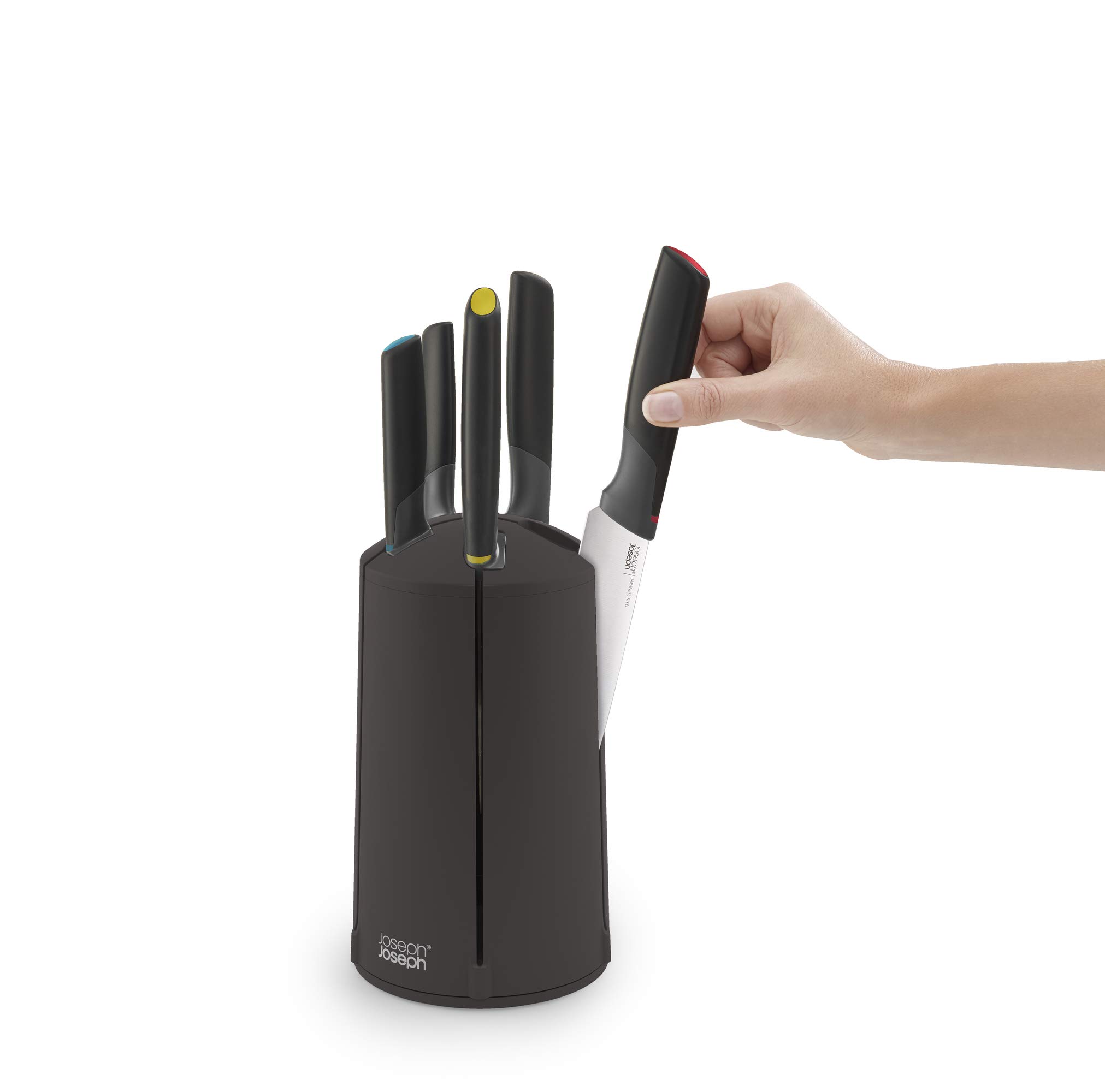 Joseph Joseph Elevate Knives 5 piece Carousel Set with rotating knife block, Japanese Stainless Steel - Multicolor