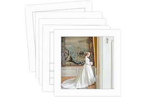 MBC Mat Board Center, 5 Pack 12x12 for 10x10 White Picture Mats Frame Mattes, Bevel Cut, Acid Free, 4-ply Thickness