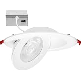 Maxxima 6" Ultra-Thin LED Floating Gimbal Downlight 1100 Lumens 5CCT, White | Color Selectable 2700K/3000K/3500K/4000K/5000K, Dimmable, 90 CRI, IC Rated, Canless, Junction Box Included