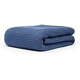 9Threads GOTS Certified Organic Cotton Waffle Weave Blanket, King Bed Size,108"X90" Cozy Throw Blanket for Couch, Modern Home Decor, Throw Blankets,Comfy Waffle Blanket Soft Bed Blankets-Navy Blue