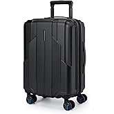 BAGSMART Carry On Luggage 22x14x9 Airline Approved, 1OO% PC Hardside Expandable Luggage with TSA Lock, 20 Inch Travel Suitcase with Spinner Wheels, Black