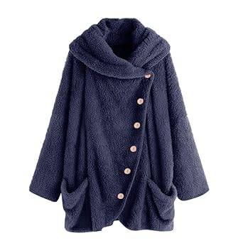 Mantel Damen,SANFASHION Frauen Casual Solide Rollkragenpullover Große Taschen Langarm Mantel, Vintage Übergröße Outerwear Fle