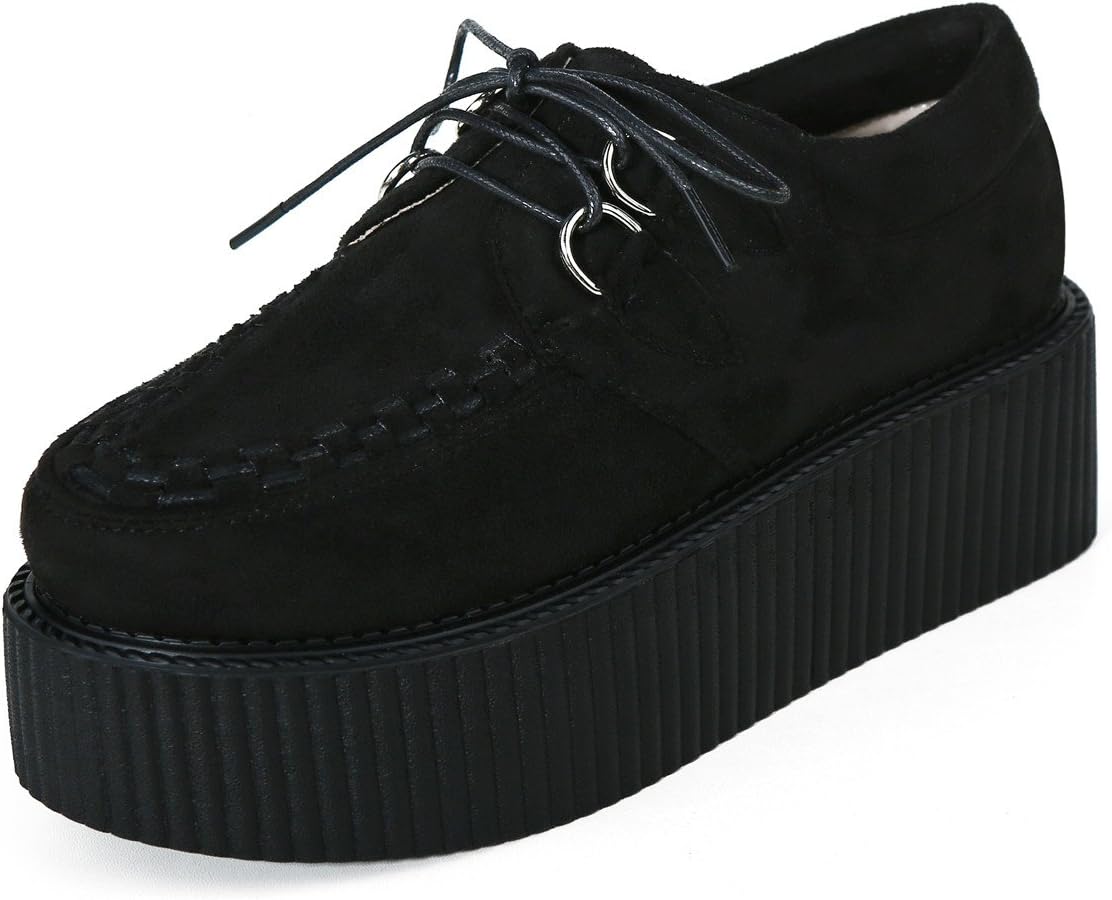 Women's Creepers Suede Platform Flats Oxford Punk Casual Shoes