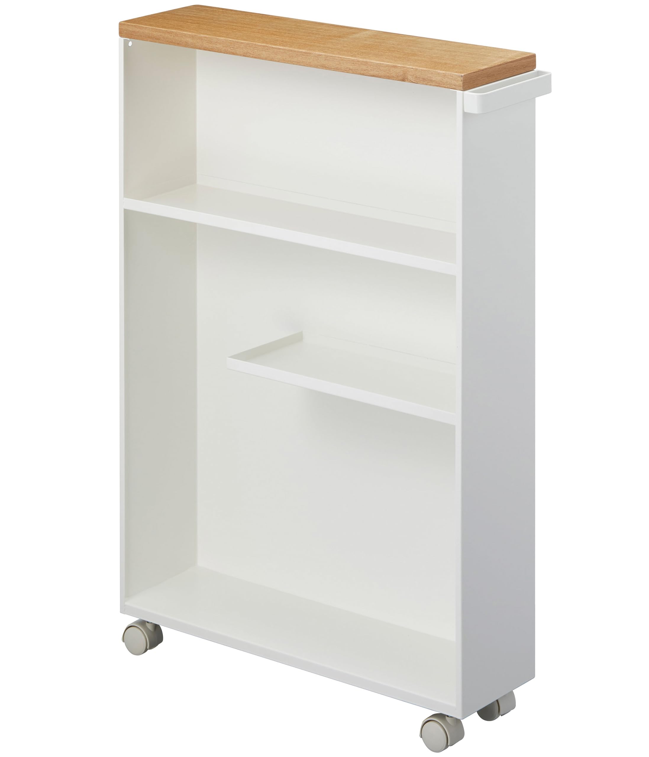 山崎実業(Yamazaki) ハンドル付き スリム トイレラック ホワイト 約W13XD47.5XH68.5cm タワー【本体完成品:キャスターのみお客様取り付け 】 トイレットペーパーホルダー 4306商品画像