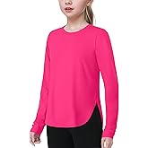JOCMIC Girls Long Sleeve Shirts Kids Athletic Basic Tees for Gym Yoga Fall Tops Quick Dry UPF 50+ Sun Shirt