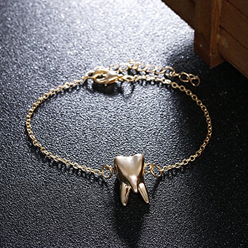 Dentist Dental Hygienist Gift Gold Tooth Charm Bracelet All Dental