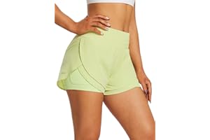 baleaf Women's 2 in 1 Running Shorts Workout Spandex Shorts High Waisted 3" Athletic Shorts Pockets with Liner