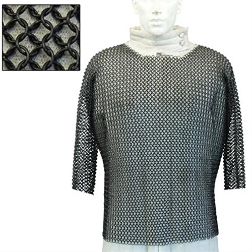 Black Steel Medieval Habergeon Half Sleeve Medium Size Armor