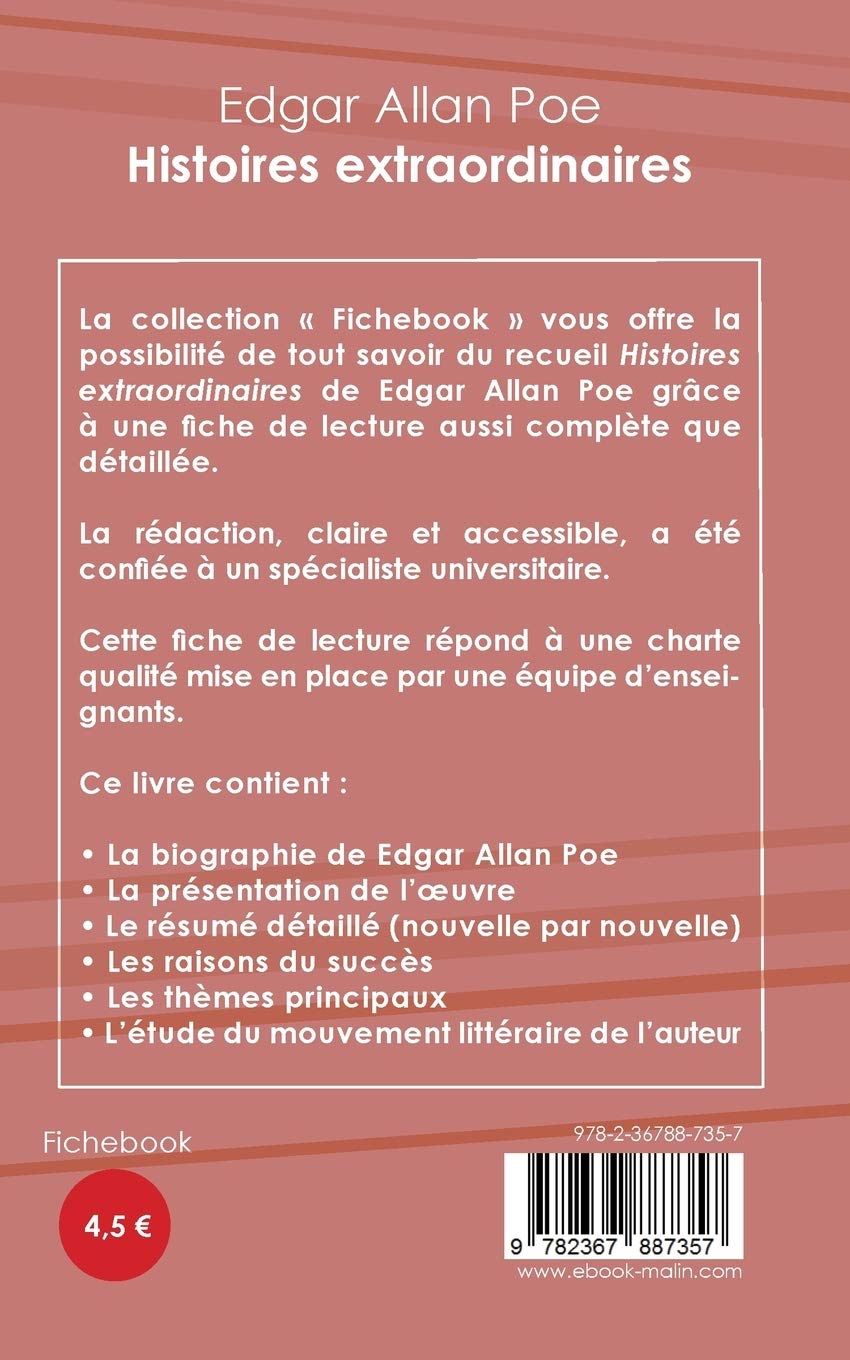 Amazon Fr Fiche De Lecture Histoires Extraordinaires De Poe Analyse Litteraire De Reference Et Resume Complet Poe Edgar Allan Livres
