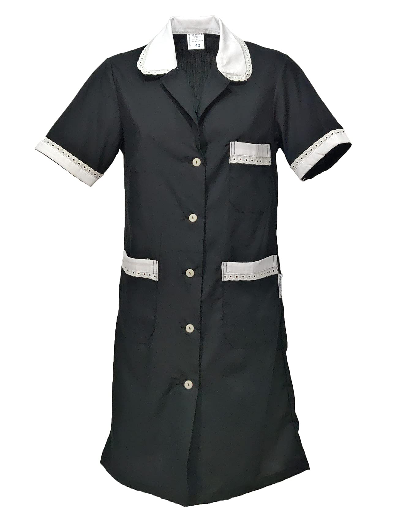fratelliditalia.org Women's Maid Housemaid Cleaning Work Short Sleeve Apron, Black, UK 18