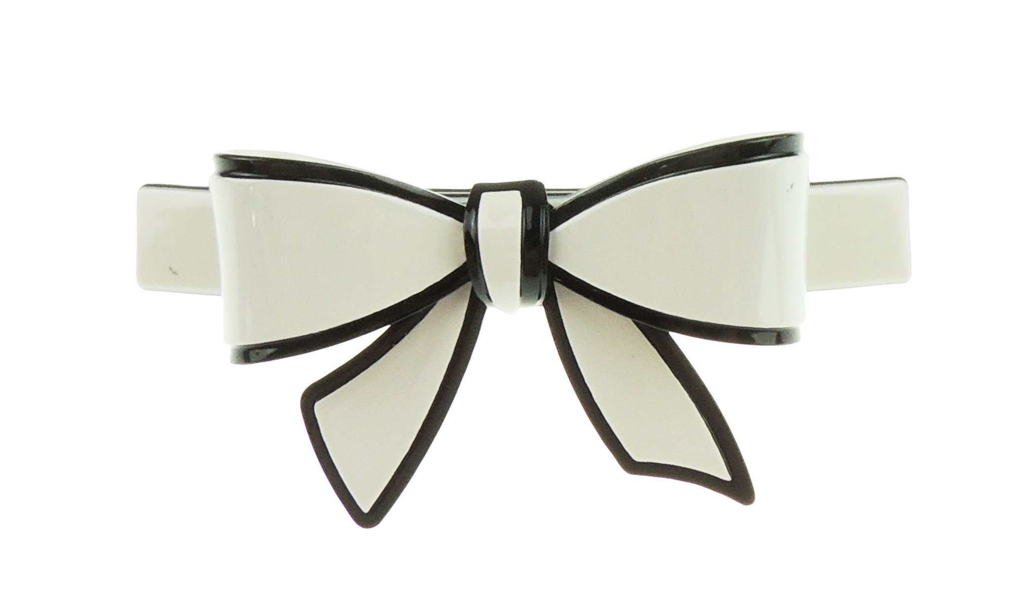 Pretty Chunky Candy Colour Acrylic Hair Barrette Black Edged Bow Pale Grey