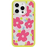 OtterBox iPhone 15 Pro (Only) Symmetry Series Clear Case - WHIMSY BLOOM (Yellow), snaps to MagSafe, ultra-sleek, raised edges protect camera & screen