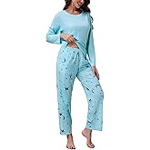 NoirEle Womens Pajama Set, Long Sleeve Pajamas Top and Pants Soft Pjs Set Soft Loungewear with Pockets,S-2XL