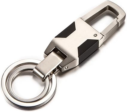 Llavero con 2 llaveros de acero inoxidable en caja de regalo de metal y tarjeta de