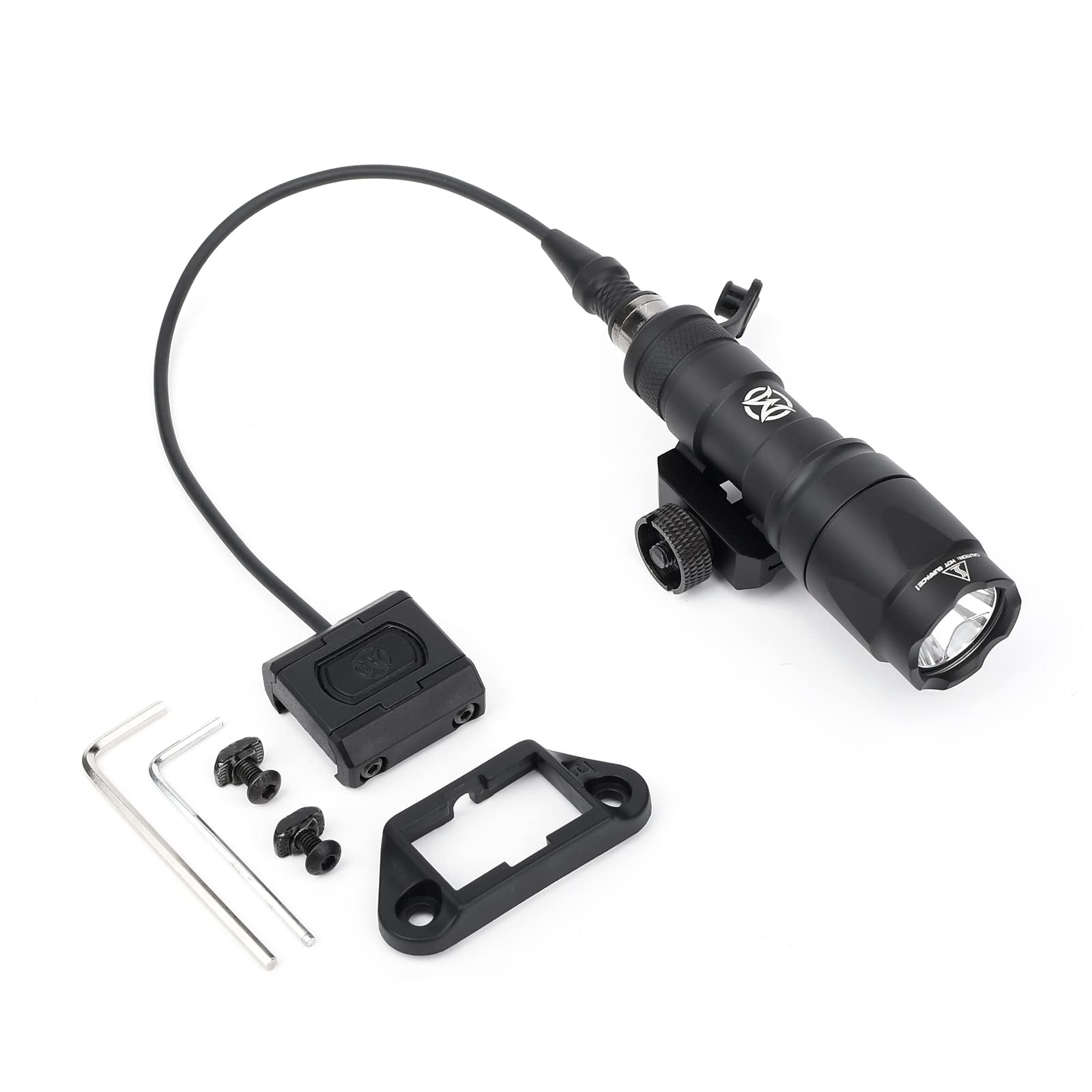 QIRUIMY M300A Tactical Torch with Pressure Pad Switch,600 Lumens Flashlight Scout Light for Mlok Keymod 20mm Picatinny Rail System (Black)