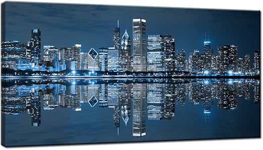 Amazon Com Levvarts Modern City Wall Art Chicago Downtown At