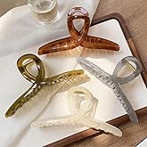 UKETIM large claw clips, jumbo hair clip, claw hair clips for women, hair clips for thin hair, 4 pcs, 6-inch, Neutral Color.