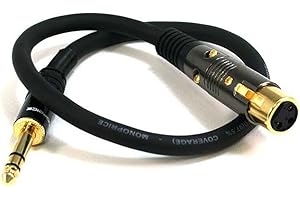 Monoprice 104767 1.5-Feet Premier Series XLR Female to 1/4-Inch TRS Male 16AWG Cable