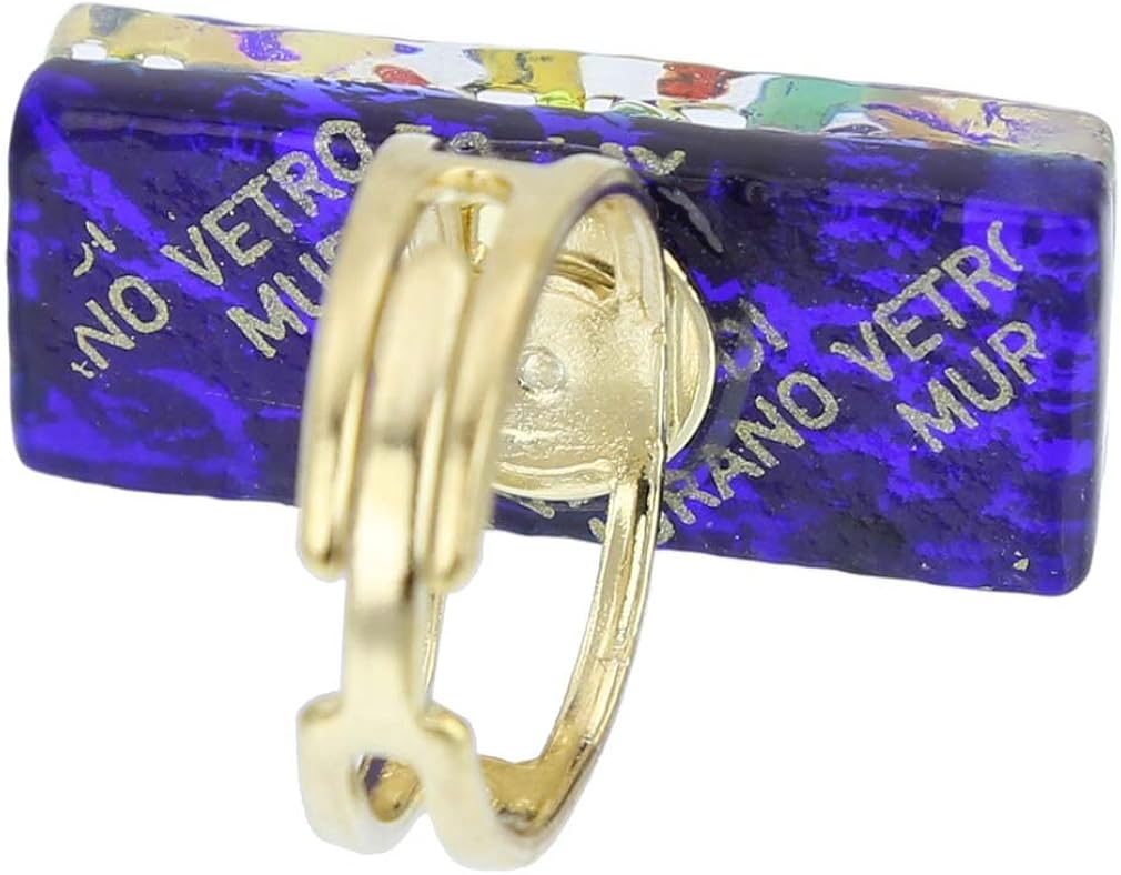 Glass Of Venice Murano Glass Venetian Reflections Rectangular Adjustable Ring - Golden Meadow, Gold,Golden - Image 5