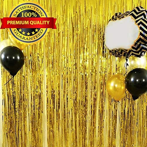 Premium Quality Foil Fringe Backdrop Curtain – True Gold Photo Booth Props for Birthday Decorations, Christmas, Wedding, Bachelorette, Engagement, Graduation Party Supplies (3.2 ft x 9.8 ft) 3pack