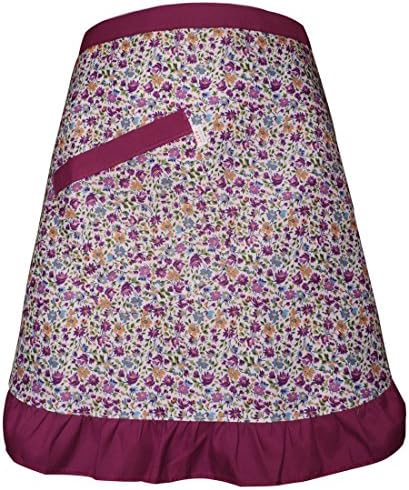 RSFY Waist Bib Cute Purple Short Stain-Resistance Polyester Cooking Aprons for Girls Women Vintage with Pockets