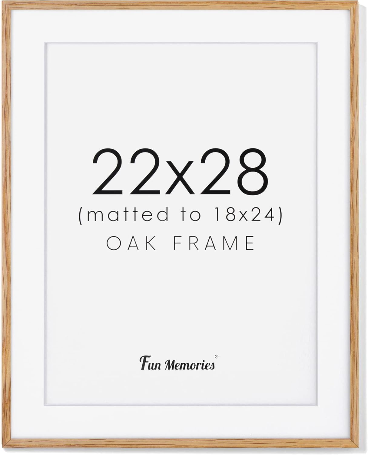 Photo Albums, Frames & Accessories - 22x28 Picture Frame, Large 22x28 Poster Frame, Natural Oak Wood 22 x 28 Frame with Tempered Real Glass, 22x28 Frame with Mat for 18x24, Thin Wood Photo Frame 22 by 28, 22x28 Art Frame for Wall Decor