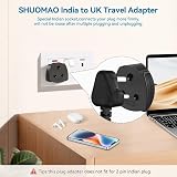 SHUOMAO 2-Pack Indian to UK Plug Adapters 5A Fuse Type D to UK Black view 4