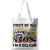 CSHVJ Funny Raccoon Tote Bag Cute Frogs Western Stuff Raccoon Frog Gifts for Women Friend Reusable Grocery Bags for Camping