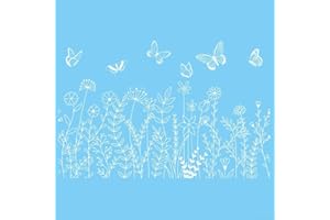 PVC Butterfly Flower Window Clings 2 Pack Static Decals for Glass Mirrors and Tiles Spring Decorative Stickers 30x60cm White 