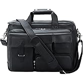 TIDING Full Grain Leather Briefcase For Men 17 Inch Laptop Case Business Travel Office Messenger Shoulder Bag