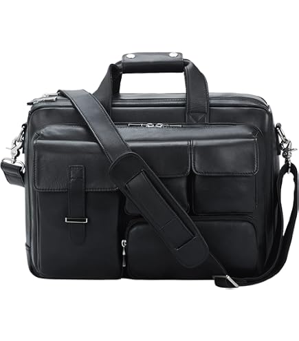 Black Leather Laptop Backpack Briefcase (#2437-0) : Electronics