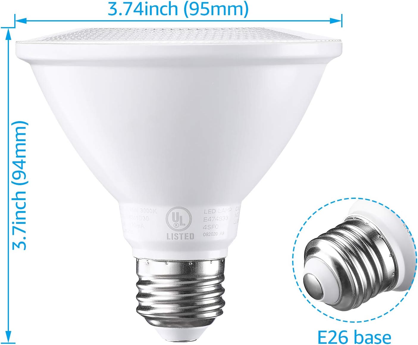 TORCHSTAR 10-Pack PAR30 Short Neck LED Bulbs, Dimmable 11W Spotlight Bulb, 850 LM, 70W Equivalent, E26 Base, 3000K Warm White, Energy Star & UL Listed: Home Improvement