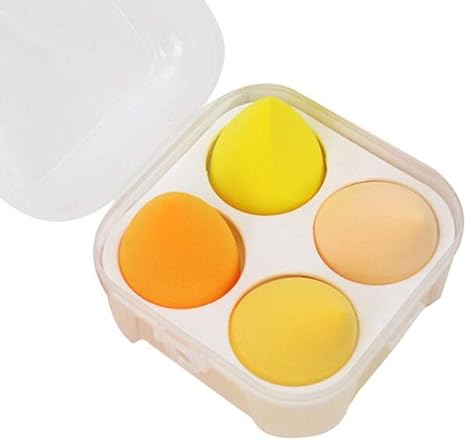 Amazon Co Jp 4つのプロのメイクアップスポンジ スーパーソフトメイクスポンジ さまざまな形や色の混合スポンジ および収納ボックス Yellow ホーム キッチン