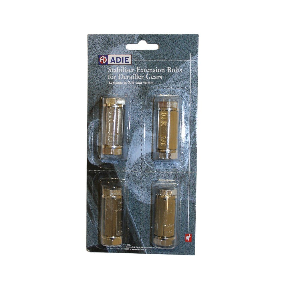 Weldtite ST275 Gear Extension Bolts for 3/8-inch and 10 mm Axles , Metallic - Pack of 4