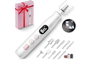 Nail Drill Electric File: HSKAI® 10000RPM Powerful Nail Drill with LCD Display, Cordless Thick Nail Grind Filer for Acrylic Gel Natural Nails Toenails, Manicure & Pedicure Multi-Tool for Home Salon