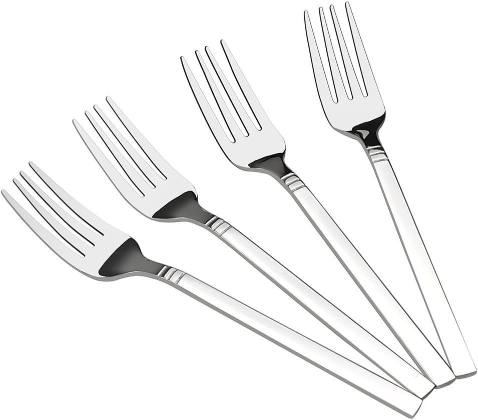 Fosly 12 Pieces Dessert Forks Spoon Sets, Small Fork Spoon Set, Stainless Steel, Silver