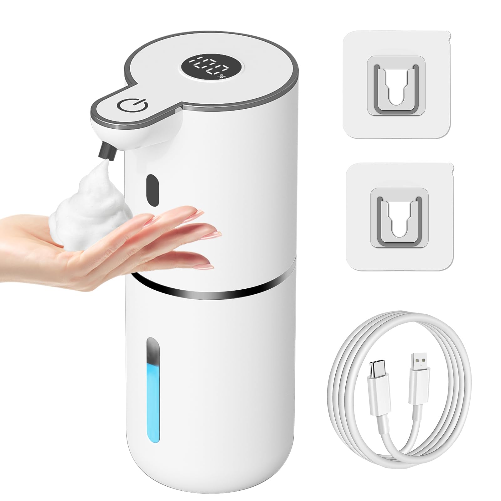 Photo 1 of Automatic Foaming Soap Dispenser Touchless, USB Rechargeable Smart Hand Soap Dispenser, 6-Level Adjustable, 12.8oz/380mL Wall Mounted for Bathroom Kitchen Dish Soap