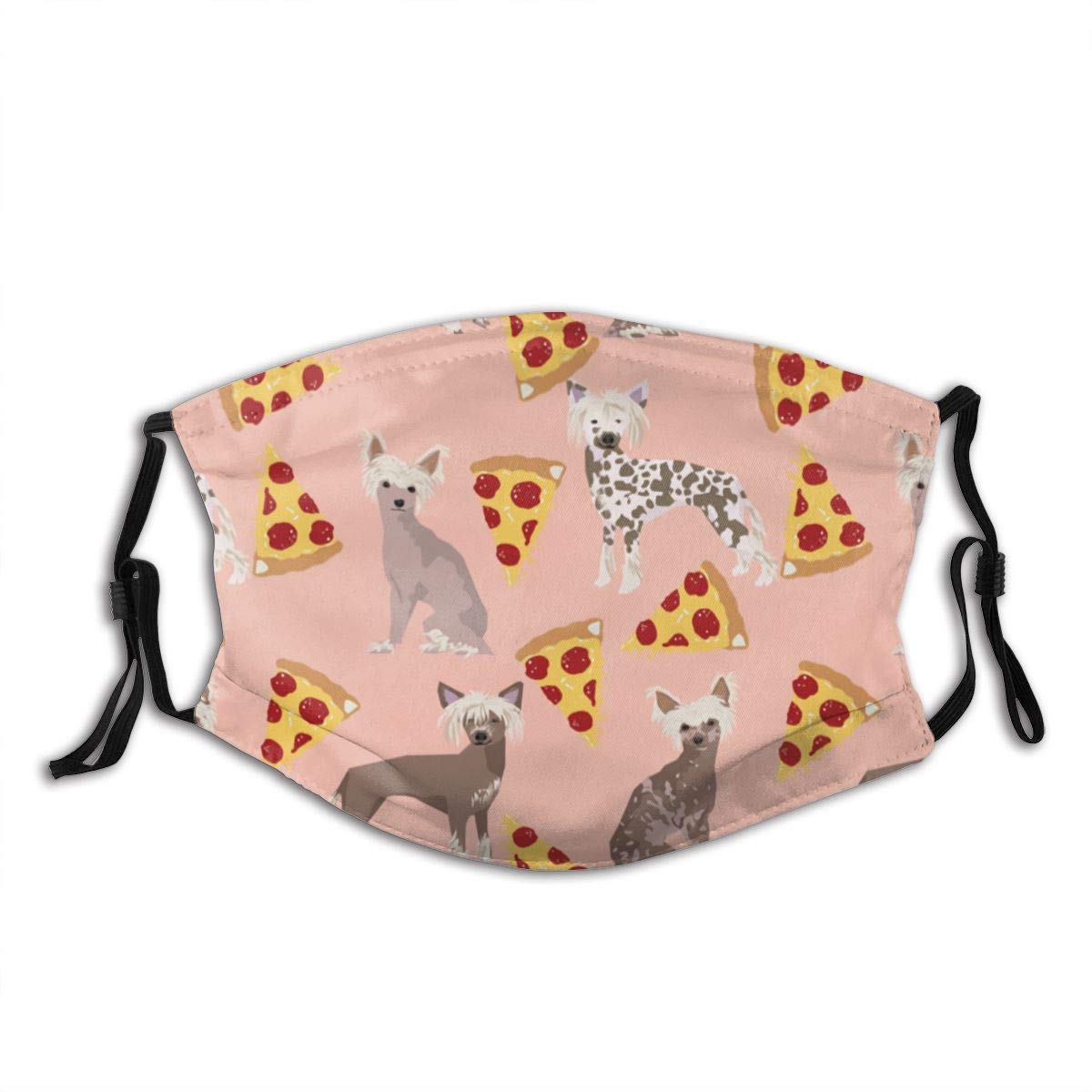 Face Scarf Adjustable Earloops Breathable Reusable Outdoor Mouth Guard for Adults Kids Chinese Crested Dog Pizza