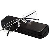FONHCOO Blue Light Blocking Glasses Anti Blue Ray Unisex Lightweight Rimless Frameless Rectangle Computer Gaming Glasses