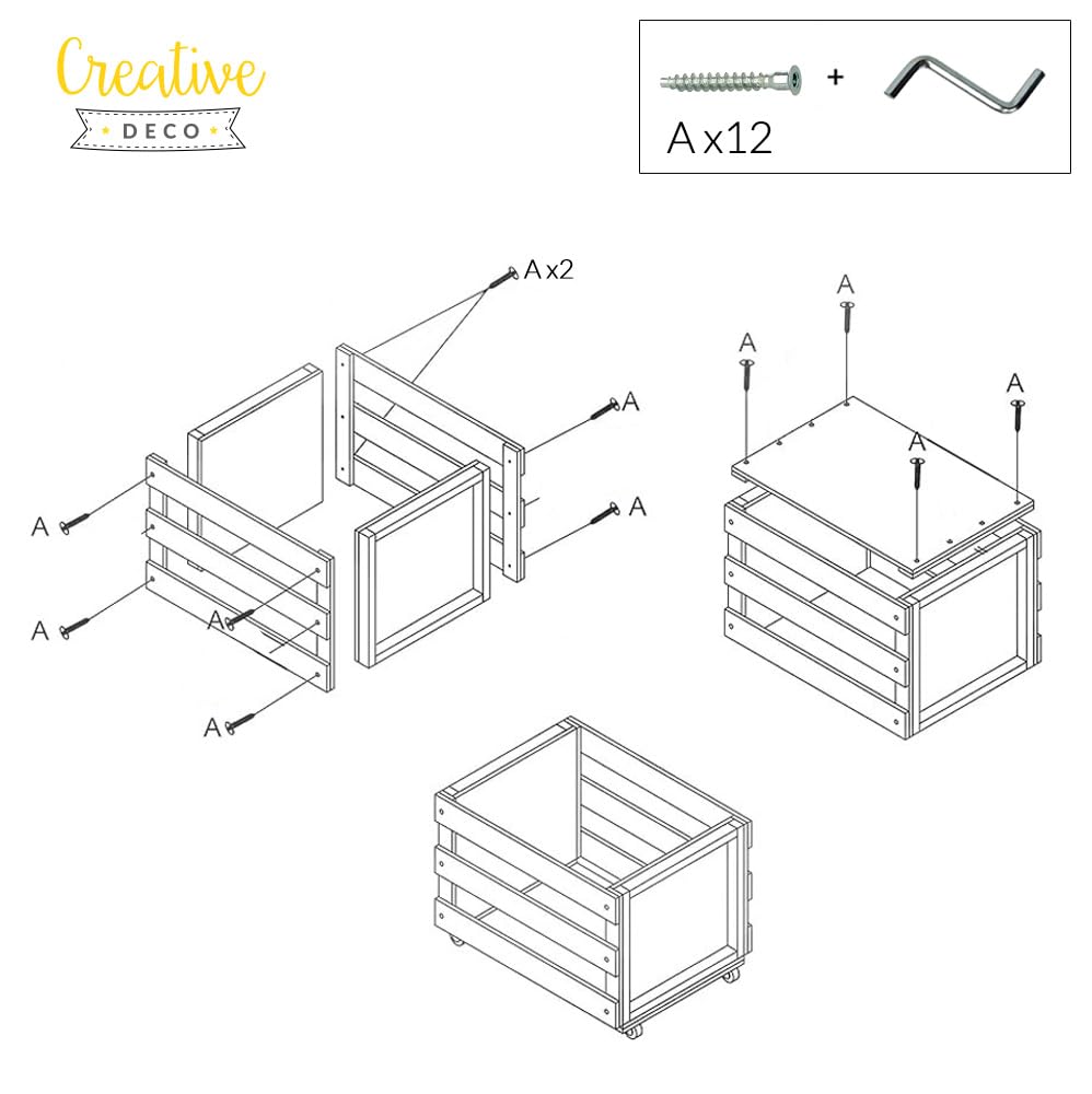 Creative Deco Vinyl Box zur Aufbewahrung bis zu 80 Schallplatten | Regal Holzbox 46x36x25 cm (+/- 1cm) | Schallplattenkiste Holz | Buchenholz LP Kiste für Obst, Gemüse, Wein, Spielzeugkiste 7