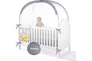 VEIZXUN Baby Crib Tent in See-Through Safety Mosquito Net Portable Baby Tent for Travel Avoid Baby Climbing Out Pop up Baby Tent