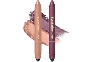 HDFDREO Shadow Liner 2-In-1 Eyeliner & Eyeshadow,Shadow Liner Duo,Plum Eyeshadow Stick,Waterproof,Long-Lasting & Smudge-Proof Wear,Smooth,Easy To Color (Champagne Gold+Purple)
