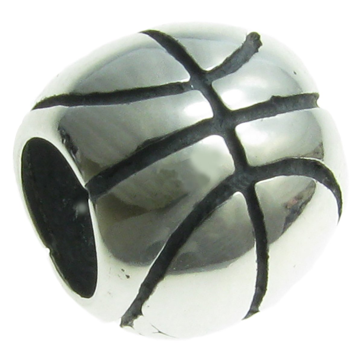 Queenberry Sterling Silver Antique Finished Basketball Sport Team European Style Bead Charm