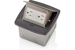 Leviton Pop-Up Floor Box with 15 Amp, Tamper-Resistant Self-Test GFCI Receptacle, PFGF1-0BZ, Bronze