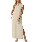 GRECERELLE 2026 Womens Summer Fall Shift Sweater Maxi Dress with Pockets | Round Neck Cap Sleeve Side Slit Anti-Pilling Dress for Business Casual(XS-3XL)